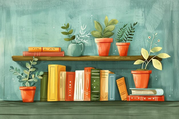 Photo illustration of a bookshelf