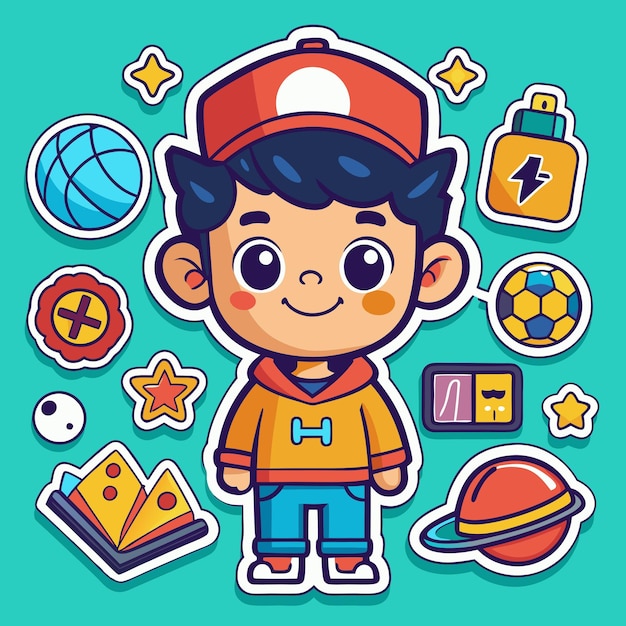 Illustration of Boy Sticker Set for Kids