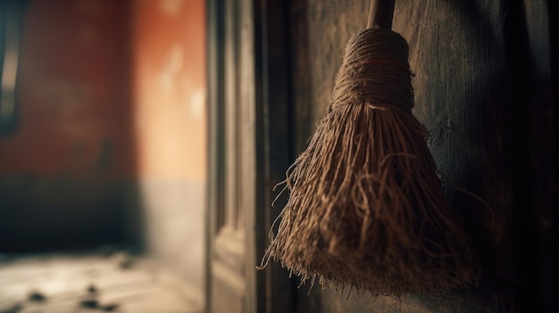 Illustration of a broom made of straw