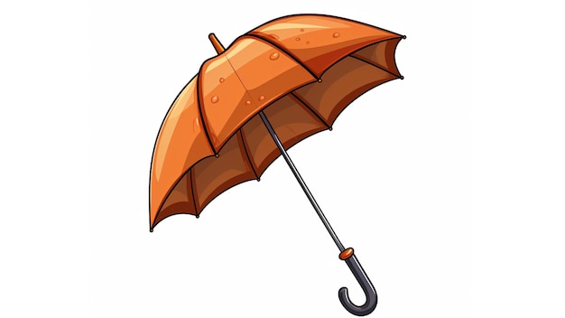 Illustration of a brown umbrella on a white background Vertical drawing