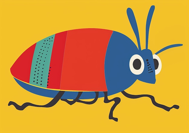 Photo illustration of a bug with a colorful striped body and legs generative ai