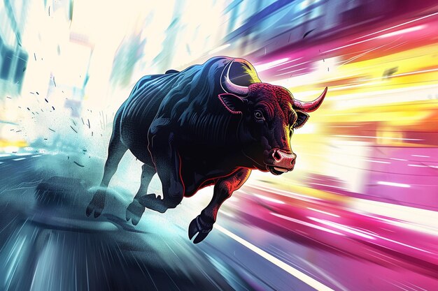 Photo illustration of a bull run crypto market