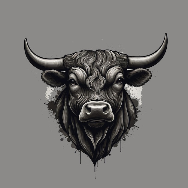 illustration of a bulls head on a brown background Vector illustration for logo and emblem Butche