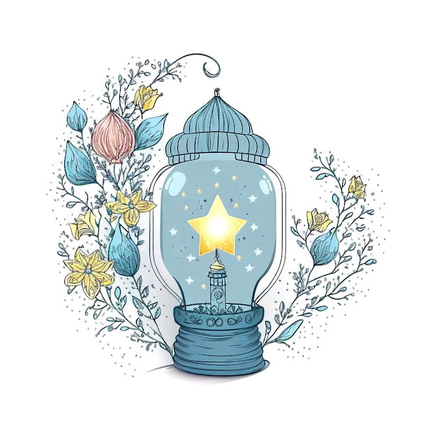 an illustration of a candle lantern in the shape of a star