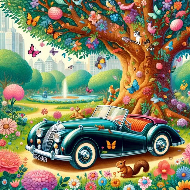 illustration of a car in the park