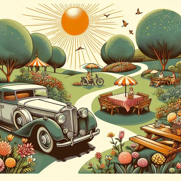 illustration of a car in the park