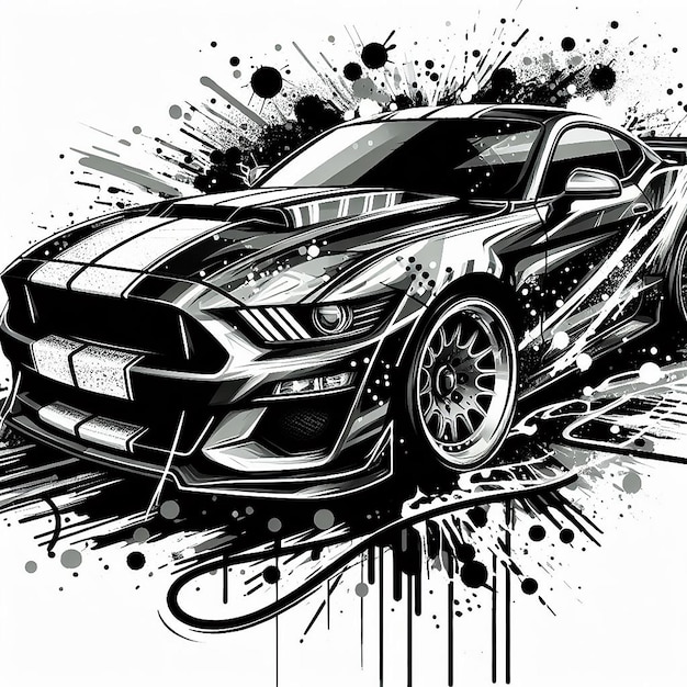 Illustration of a car with paint splatter