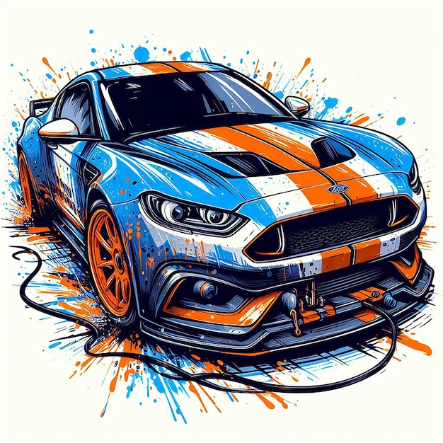 Illustration of a car with paint splatter