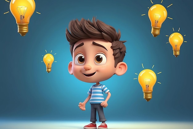 Illustration of Cartoon boy with big idea