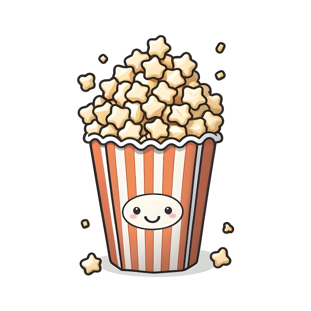 Illustration Of Cartoon Popcorn Character With Eyes And Mouth Vector Illustration