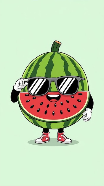 Photo illustration of a cartoon watermelon wearing sunglasses