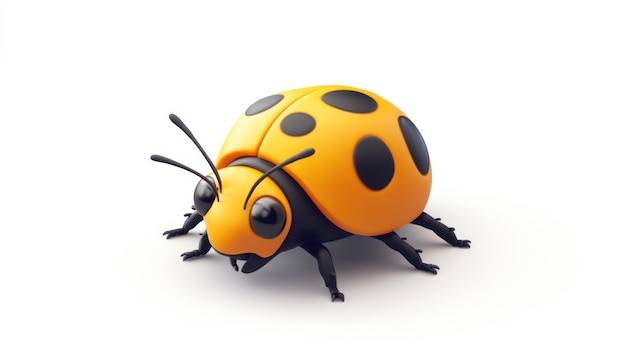 Illustration of a Cartoon Yellow and Black Ladybug on White Background