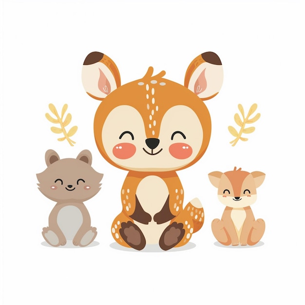 Photo illustration character vector cute animal cartoon happy set design baby graphic funny is