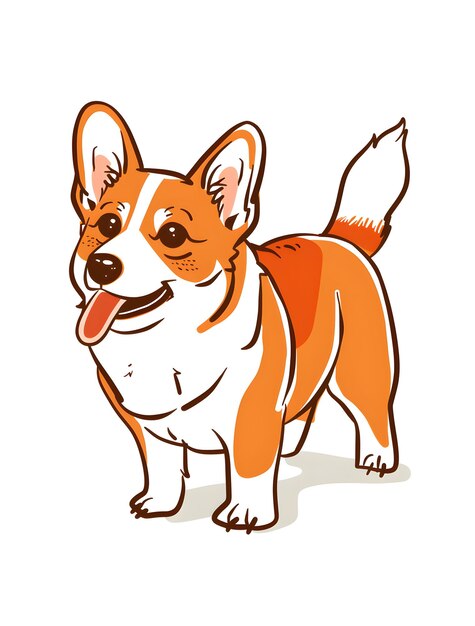 Illustration of a cheerful cartoon corgi dog designed with fun style perfect for pet art enthusiasts