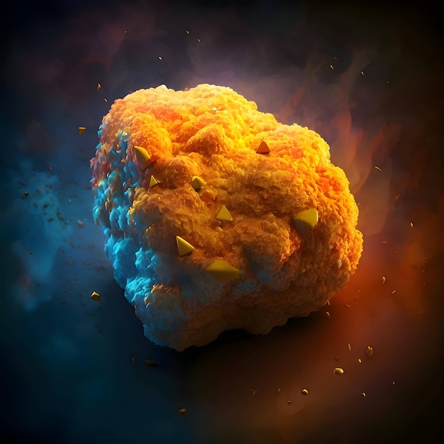 Illustration chicken nuggets on a fiery background