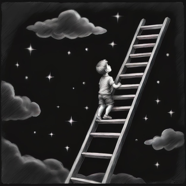 illustration of a child with a white cloudvector illustration of a boy with a star