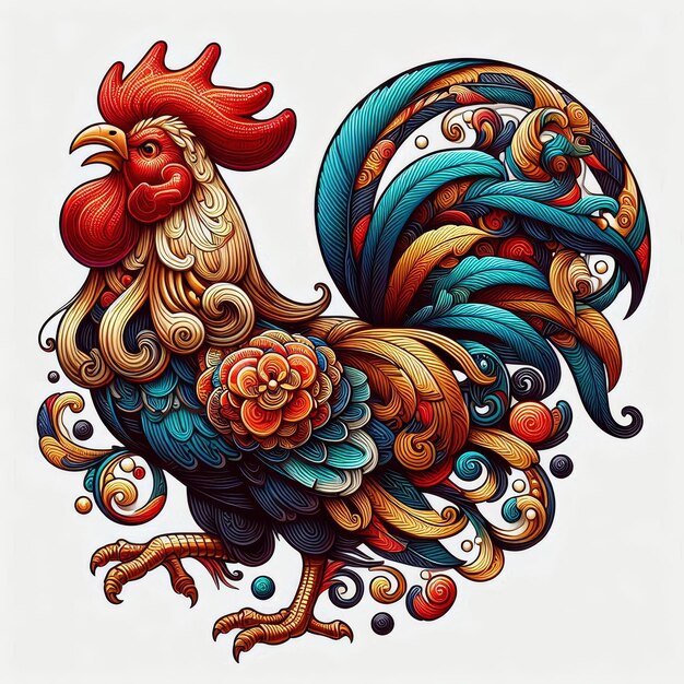 Illustration of chinese zodiac symbol with a rooster