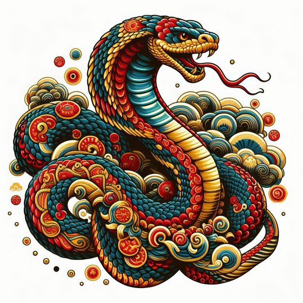 Illustration of chinese zodiac with a snake