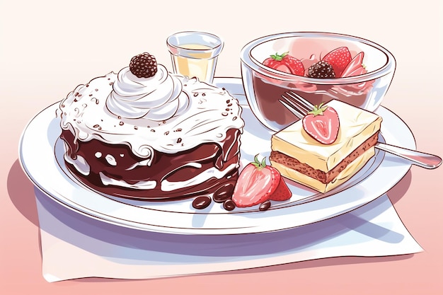 Illustration of a chocolate dessert platter with various treats and Chocolate Day written beside it