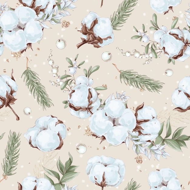 Illustration Christmas seamless cotton pattern