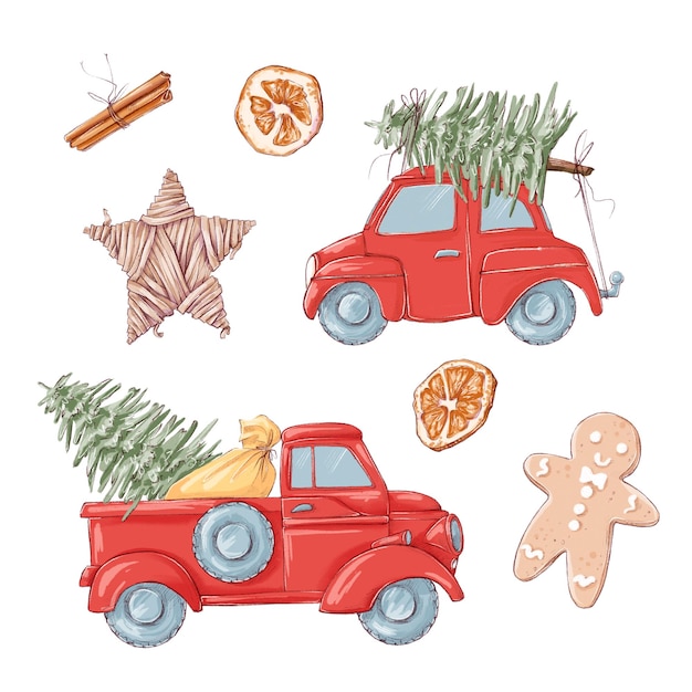 Illustration Christmas set of vintage toys