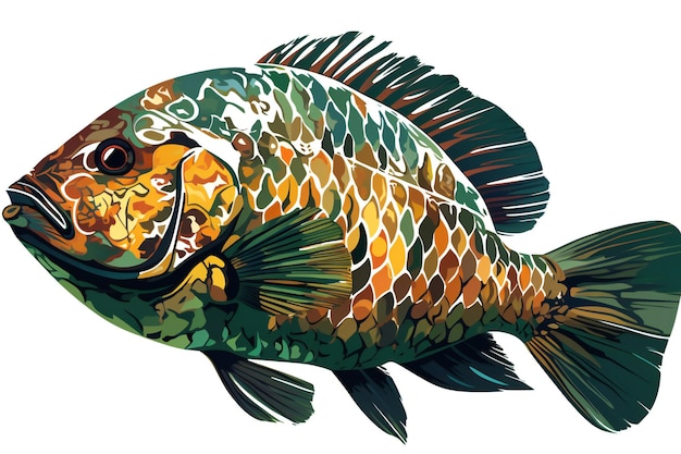 Illustration of a Cichlid Fish on a white background