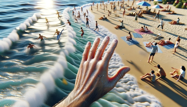 illustration of cinematic images on the beach