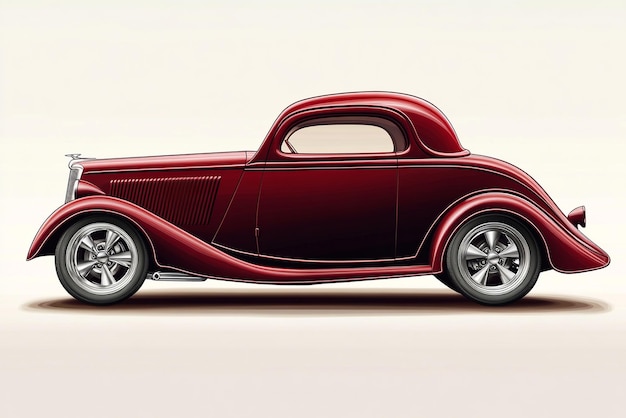 Illustration of a Classic Car with Smooth Detailed Lines for a Timeless and Elegant Design