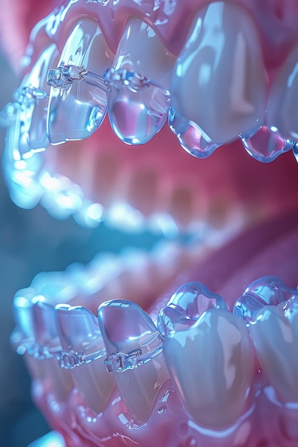 Illustration of clear aligners on teeth demonstrating their nearinvisibility