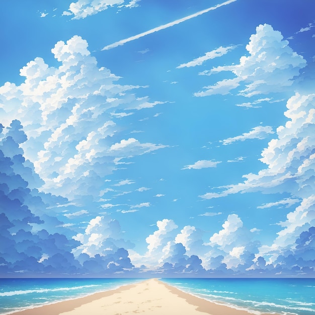 illustration of a Cloudy Sky in Anime style Anime sky cloud background