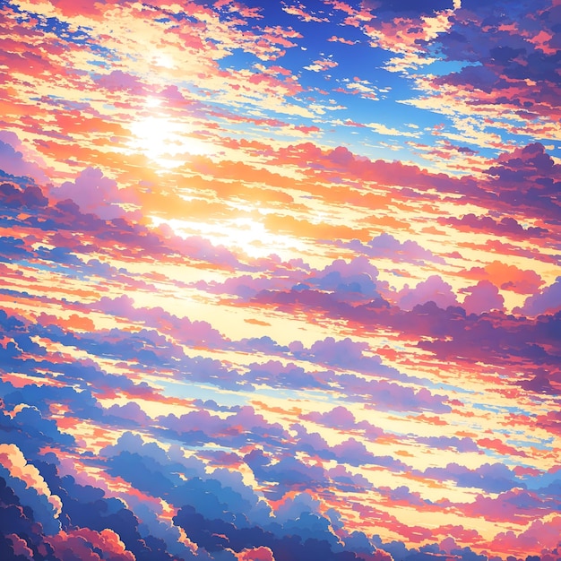 illustration of a Cloudy Sky in Anime style Anime sky cloud Sunset