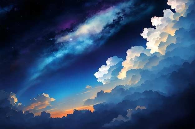 illustration of a Cloudy Sky in Anime style Anime sky cloud