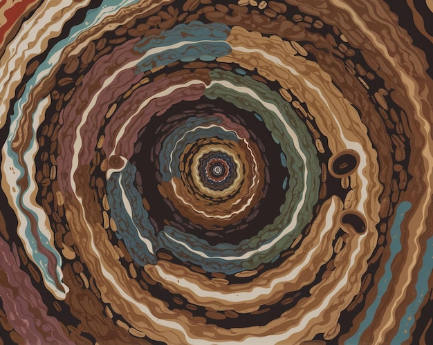 illustration of coffee beans surrounded by a swirl of colors