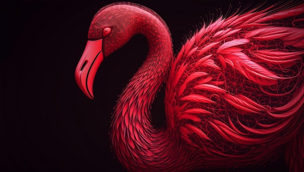 Illustration of a colorful and abstract flamingo created with AI generator