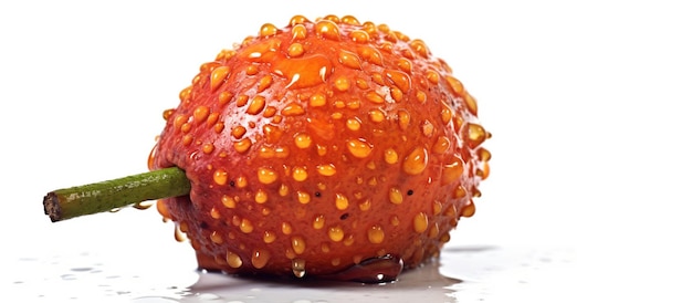 illustration of colorful fresh matoa fruit that is ripe and ready to be served with fresh water drops on a white background