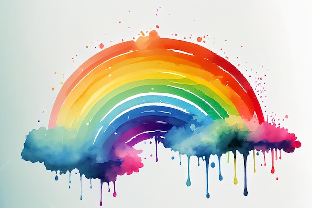 Illustration of colorful vibrant rainbow in watercolor style draw AI