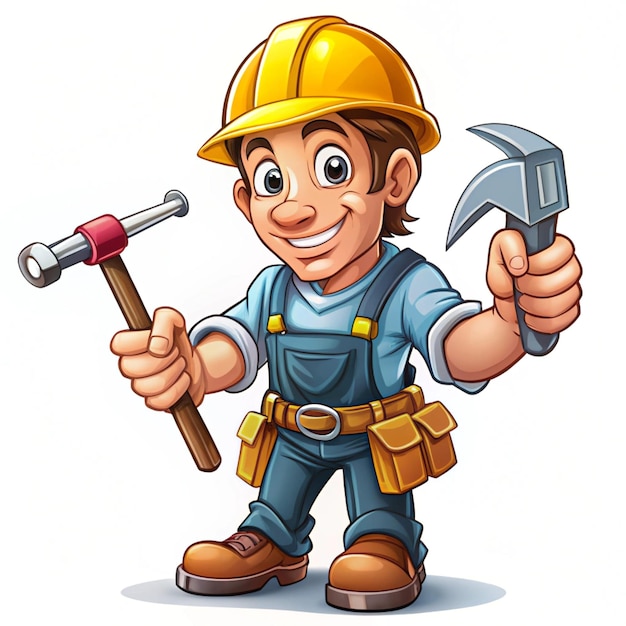 Photo illustration of construction work cartoon characters