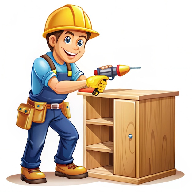 Illustration of construction work cartoon characters