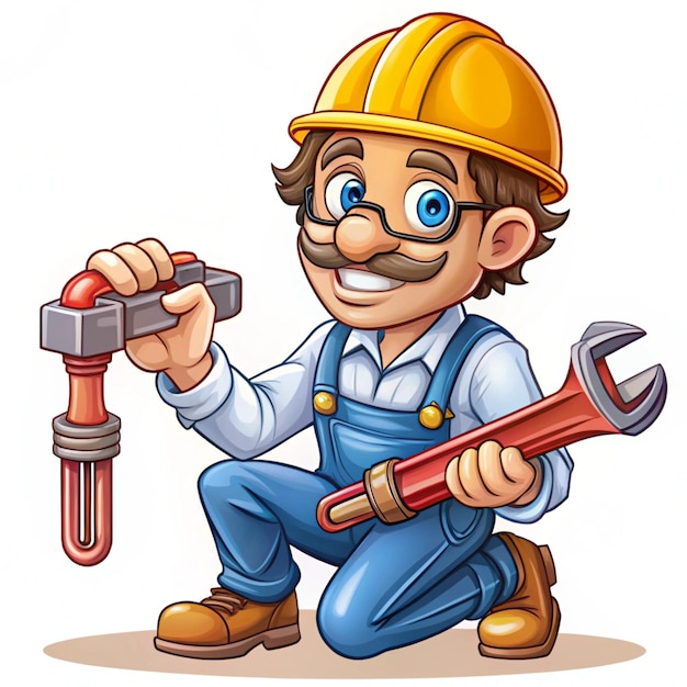 Photo illustration of construction work cartoon characters