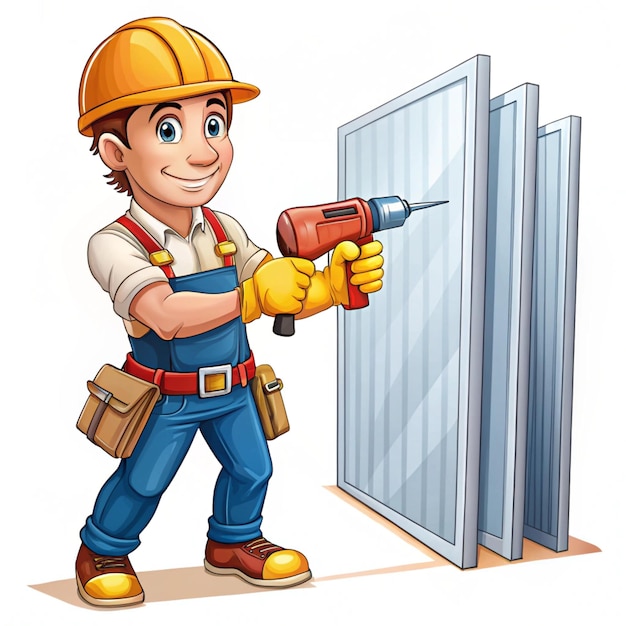 Illustration of construction work cartoon characters