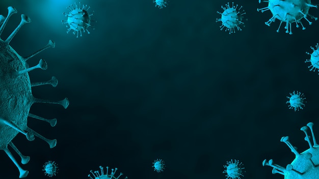 illustration of covid-19 virus under microscope