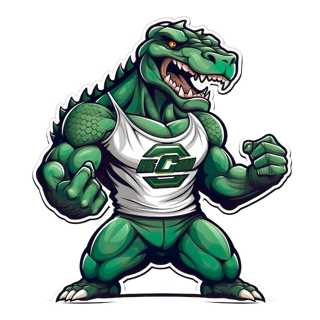 Photo illustration of crocodile muscle character mascot crocodile logo