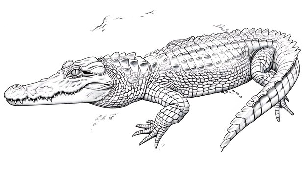 Photo an illustration of a crocodile with a drawing of a crocodile