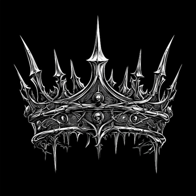 Illustration of a crown with sharp spikes on a black background