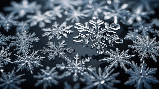 Photo illustration crystalline ice and snowflakes