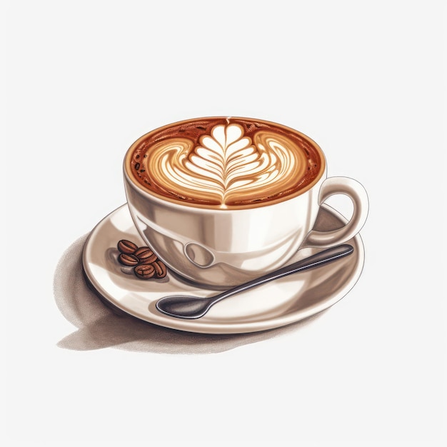 Illustration of a cup of coffee on a white background