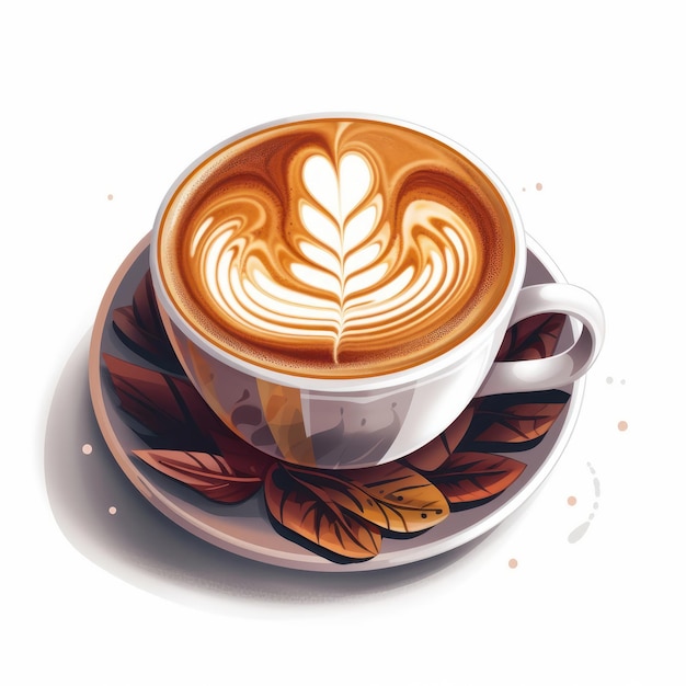 Illustration of a cup of coffee on a white background