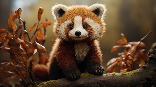 an illustration curious and playful red panda in its natural habitat