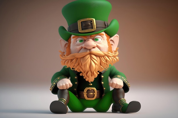 Illustration of a cute 3d leprechaun St Patrick's Day Concept AI generation