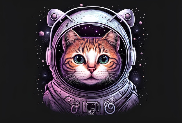 Illustration of the cute astronaut cat mascot